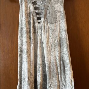 American Eagle Outfitters Silver Asymmetrical Cut Out Tank Top